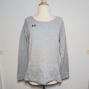 Under Armour Sweatshirt Heathered Gray Grey Raw Hem Kangaroo Pocket size S